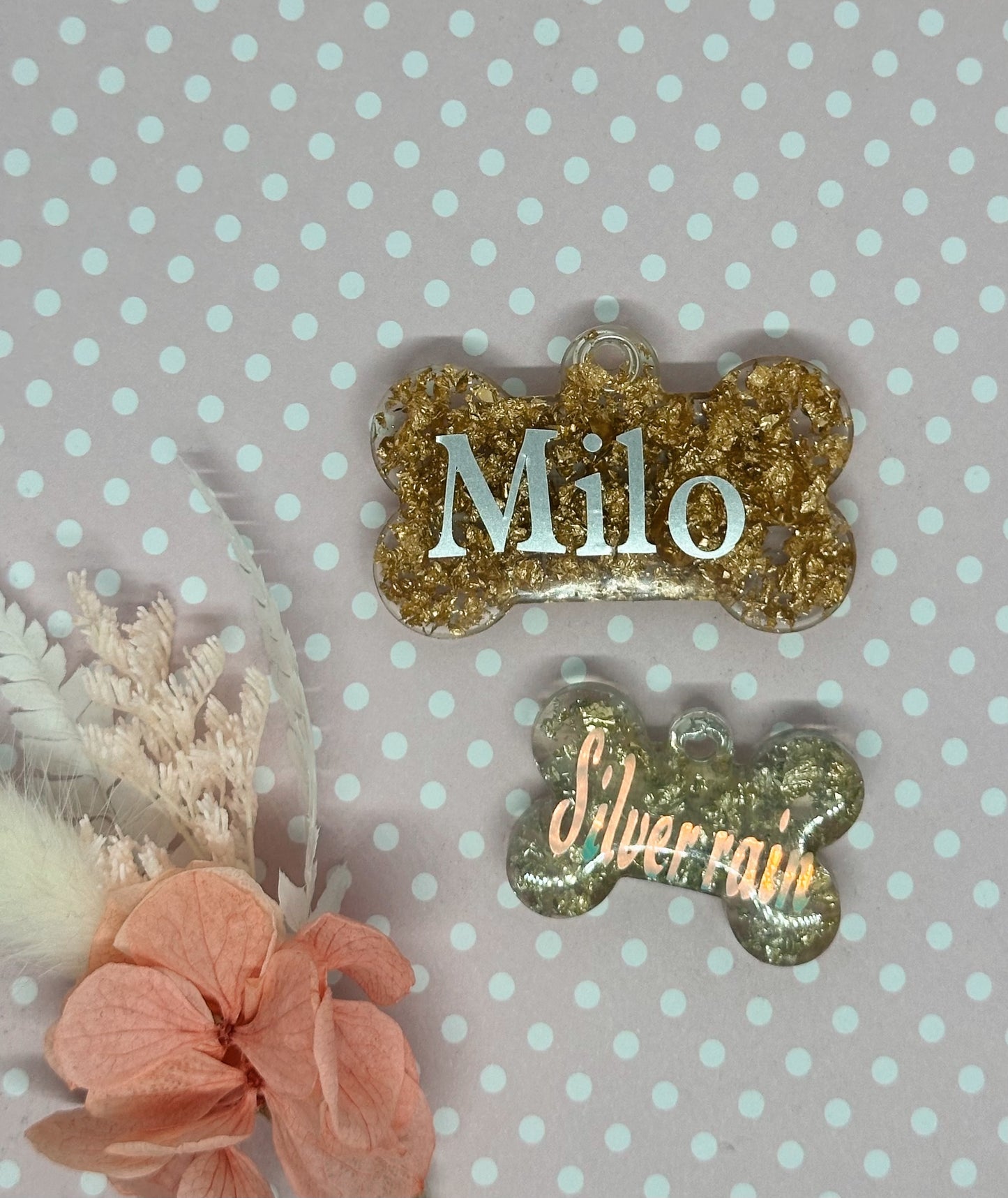 Metallic Flake Name Tag